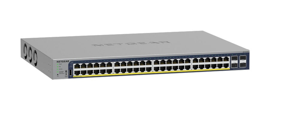 Switch NETGEAR 48 ports PoE+ Gigabit GS752TP + 4 SFP — vue rack — Maroc