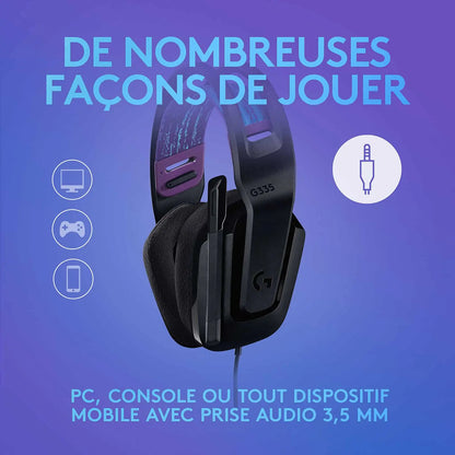 Logitech G335 – Casque Avec Fil Gamer Noir (981-000978) Connecto.ma
