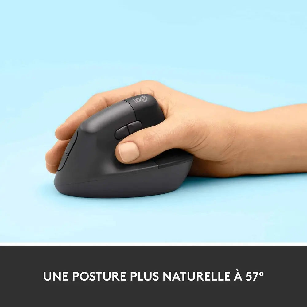 Souris sans fil ergonomique Logitech Lift – Graphite — vue 3 — Connecto.ma