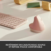 Souris sans fil ergonomique Logitech Lift – ROSE — vue 3 — Connecto.ma