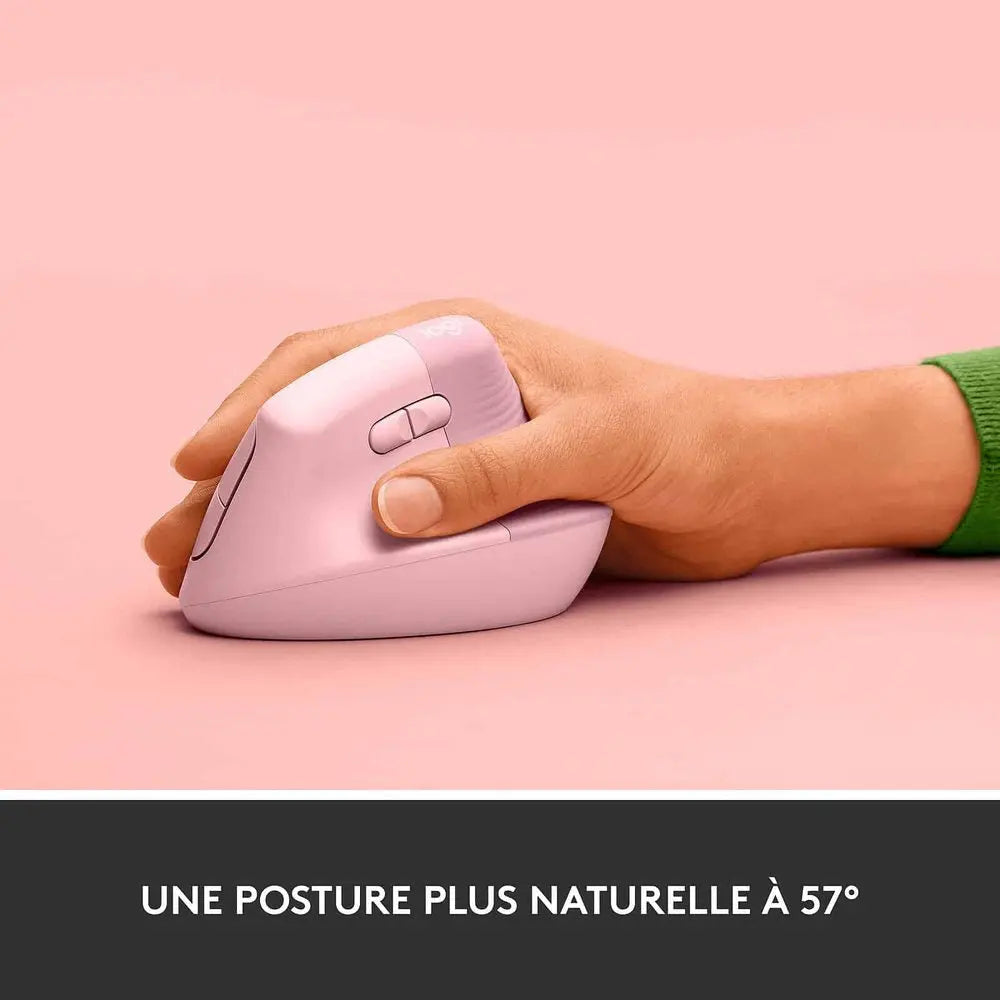 Souris sans fil ergonomique Logitech Lift – ROSE — vue 4 — Connecto.ma