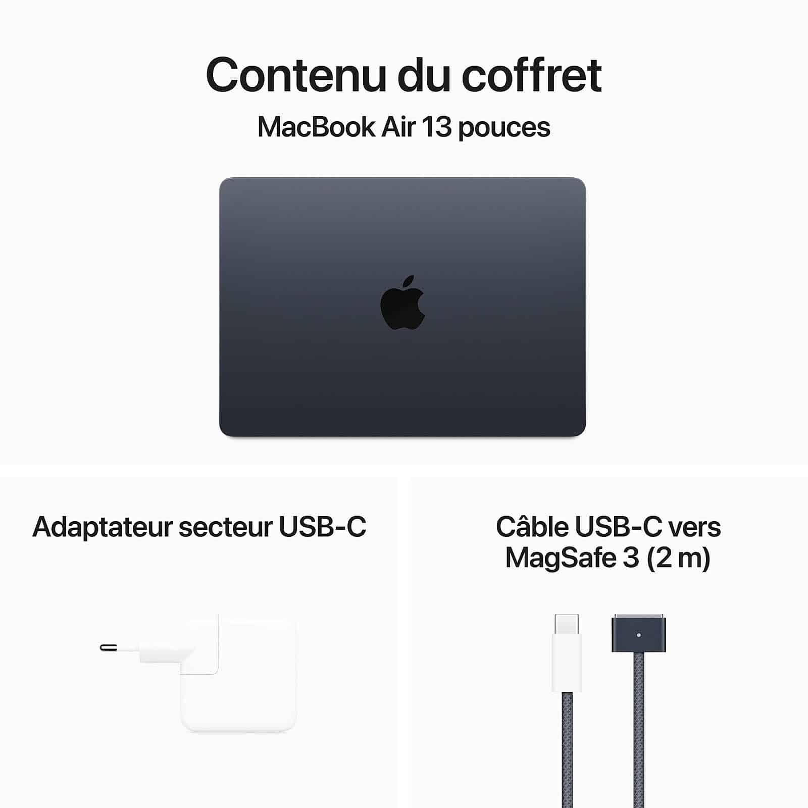Apple Macbook Air M3 13 Pouces 2024 Minuit 16Go 512 Go Mxcv3Fn A — Apple au Maroc | Connecto.ma