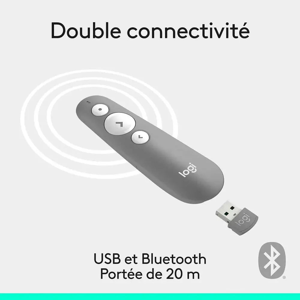 Logitech R500s Laser Pointer Presentation-Gris Moyen — vue 4 — Connecto.ma
