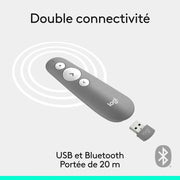 Logitech R500s Laser Pointer Presentation-Gris Moyen — vue 4 — Connecto.ma