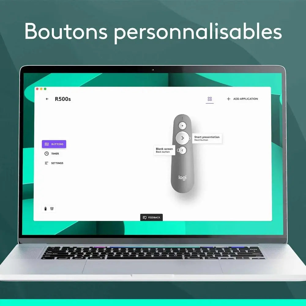 Logitech R500s Laser Pointer Presentation-Gris Moyen — vue 5 — Connecto.ma
