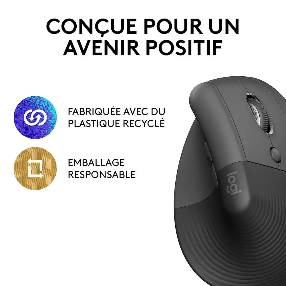 Souris sans fil ergonomique Logitech Lift – Graphite — vue 5 — Connecto.ma