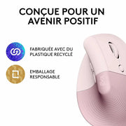 Souris sans fil ergonomique Logitech Lift – ROSE — vue 6 — Connecto.ma