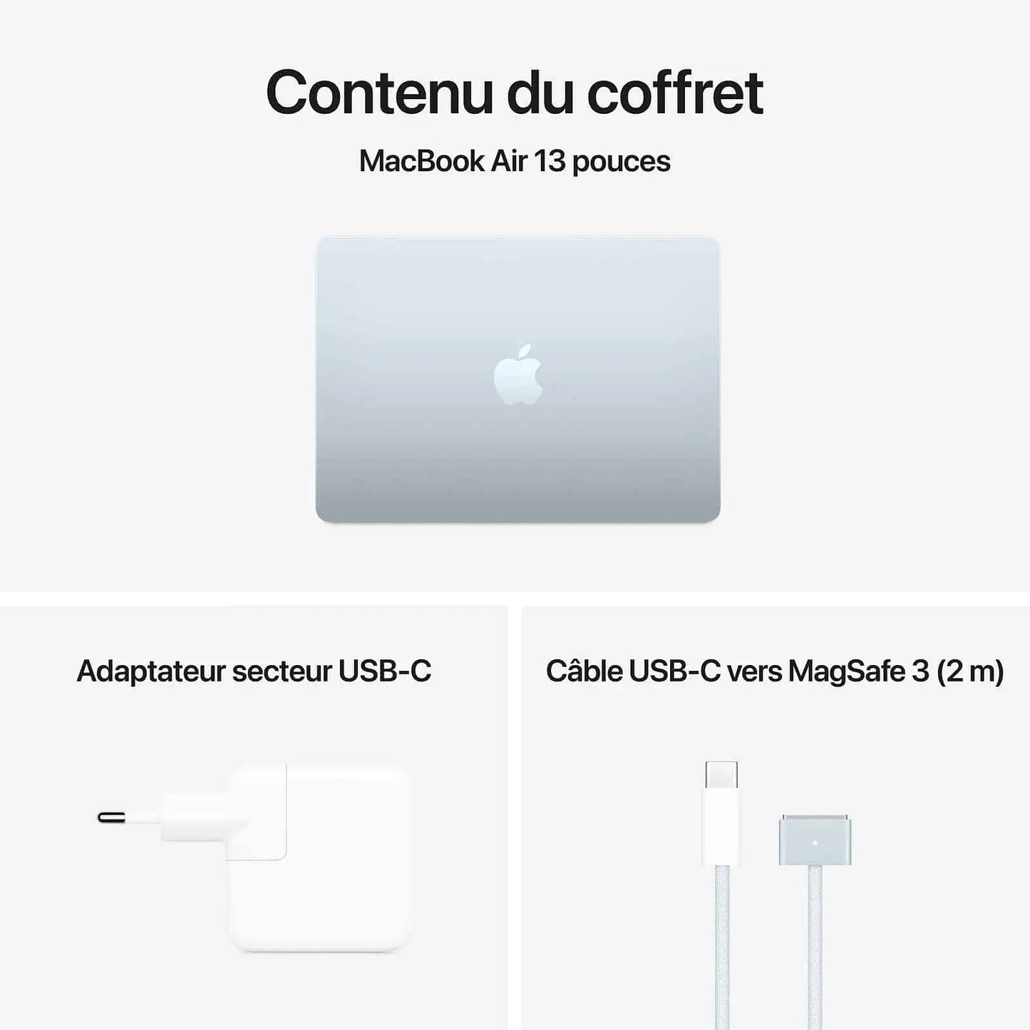 MacBook Air 13 – Puce Apple M4, 24 Go, 512 Go, Bleu ciel (MC6V4) Apple