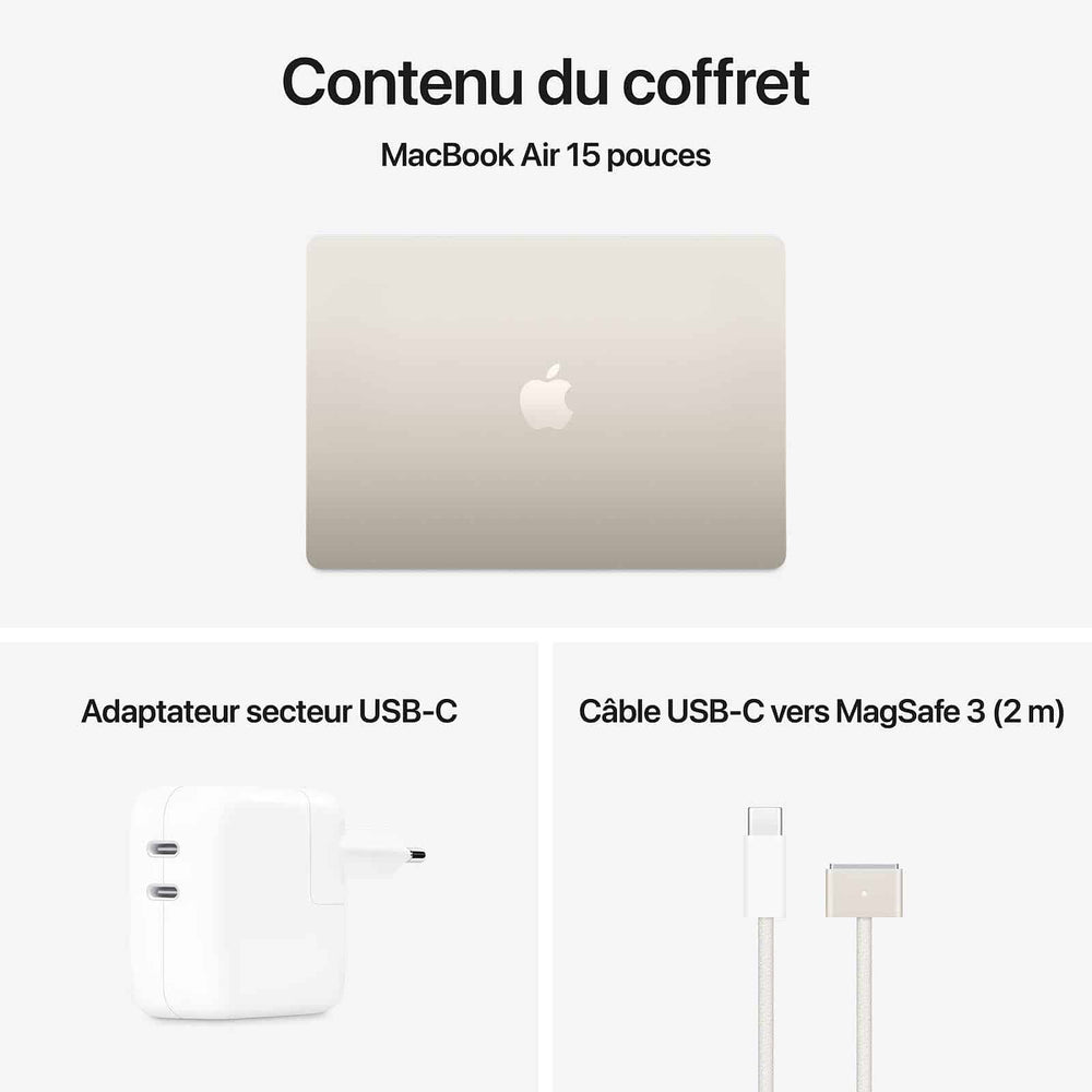 Apple Macbook Air M4 15 Pouces 2025 Lumiere Stellaire 16Go 512 Go Mw1K3Fn A — Apple au Maroc | Connecto.ma