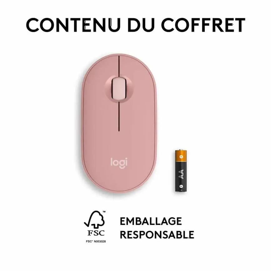 Logitech Pebble 2 M350s Souris Sans Fil Bluetooth – Rose — vue 6 — Connecto.ma