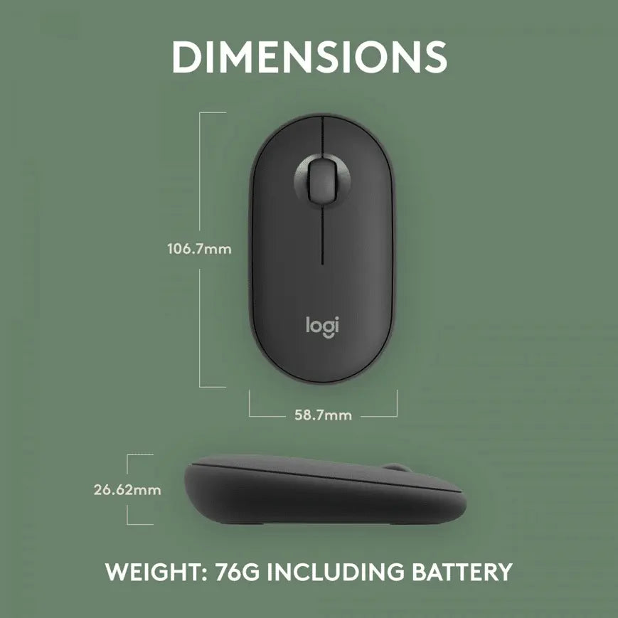 Logitech Pebble 2 M350s Souris sans fil -Graphite — vue 5 — Connecto.ma