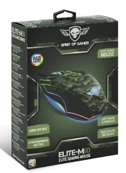Souris avec fil gamer Spirit of Gamer Elite-M50 Army Edition 2 – RGB (M50) Spirit