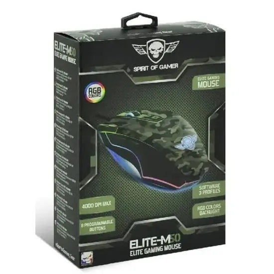 Souris avec fil gamer Spirit of Gamer Elite-M50 Army Edition 2 – RGB — vue 4 — Connecto.ma