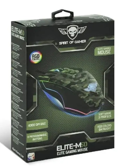 Souris avec fil gamer Spirit of Gamer Elite-M50 Army Edition 2 – RGB (M50) Spirit