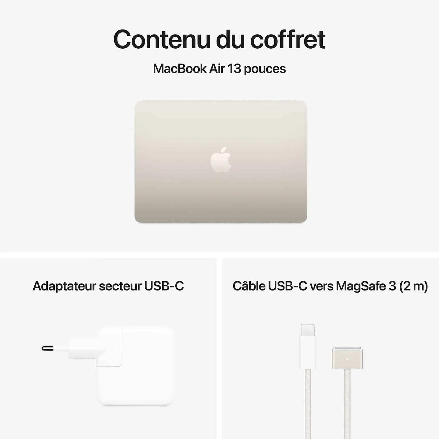 Apple MacBook Air M4 13 pouces (2025) Lumière stellaire 24Go/512 Go (MC6A4FN/A) Apple