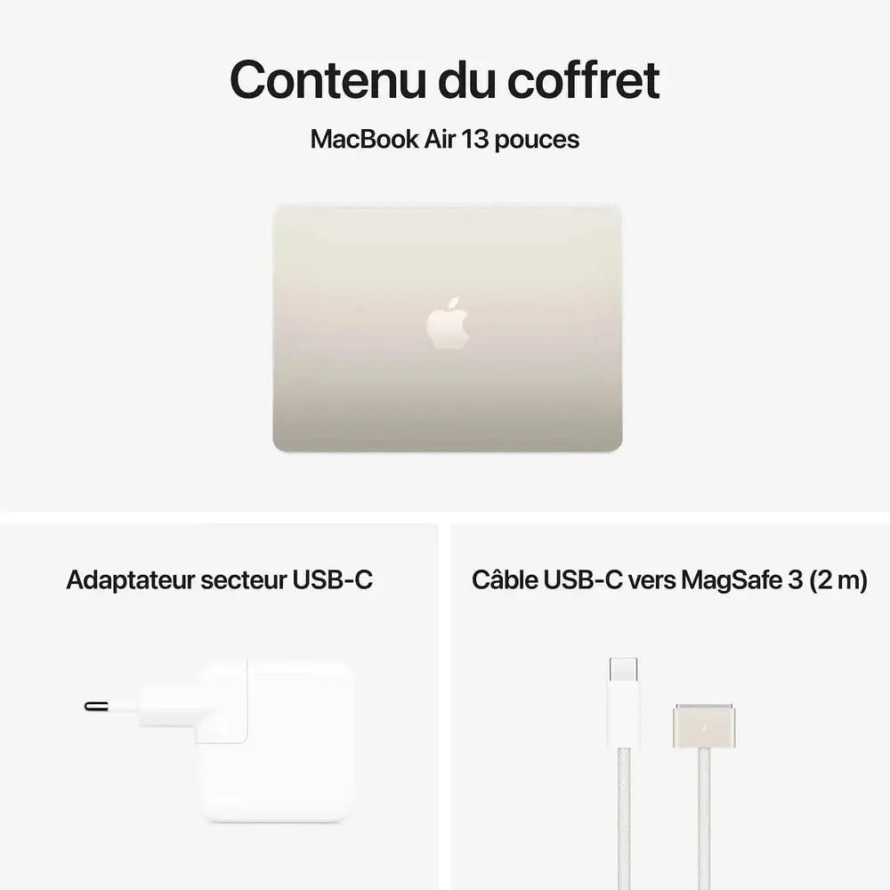 Apple MacBook Air M4 13 pouces Lumière stellaire 24Go/512 Go — vue 3 — Connecto.ma