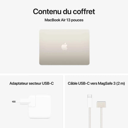 Apple MacBook Air M4 13 pouces (2025) Lumière stellaire 24Go/512 Go (MC6A4FN/A) Apple