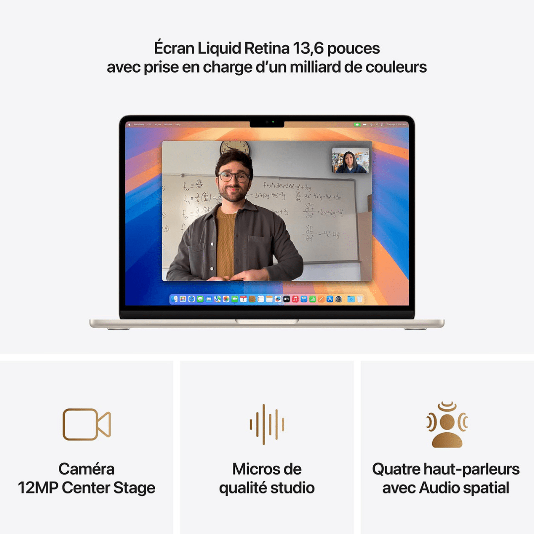 Apple MacBook Air M4 13 pouces (2025) Lumière stellaire 16Go/256 Go (MW0Y3FN/A) — Apple au Maroc | Connecto.ma