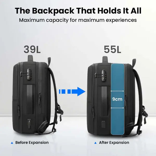 Sac à Dos de voyage sous vide Étanche RZTX–45L RZTX–55L, Antivol, Sac Sous Vide & Ventouse Puissante — vue 5 — Connecto.ma