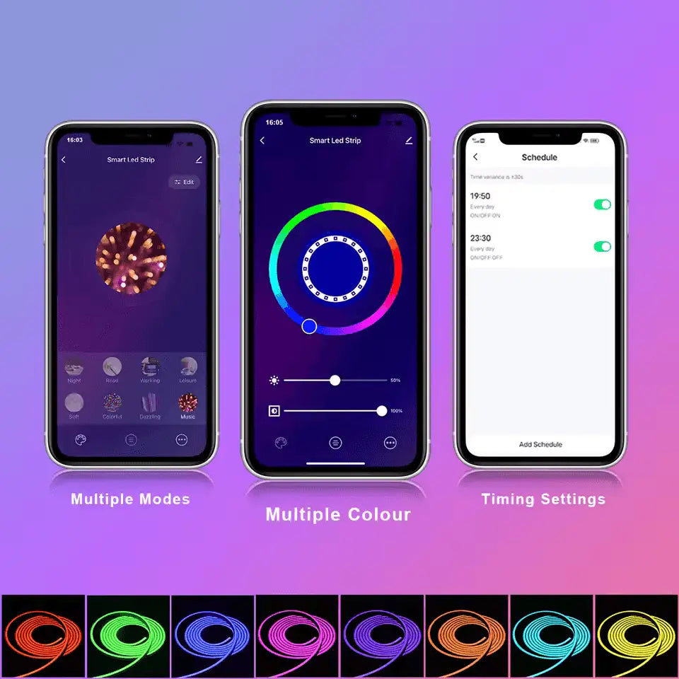 Bande Néon RVB LED Intelligente – Contrôle WiFi & Alexa — vue 3 — Connecto.ma
