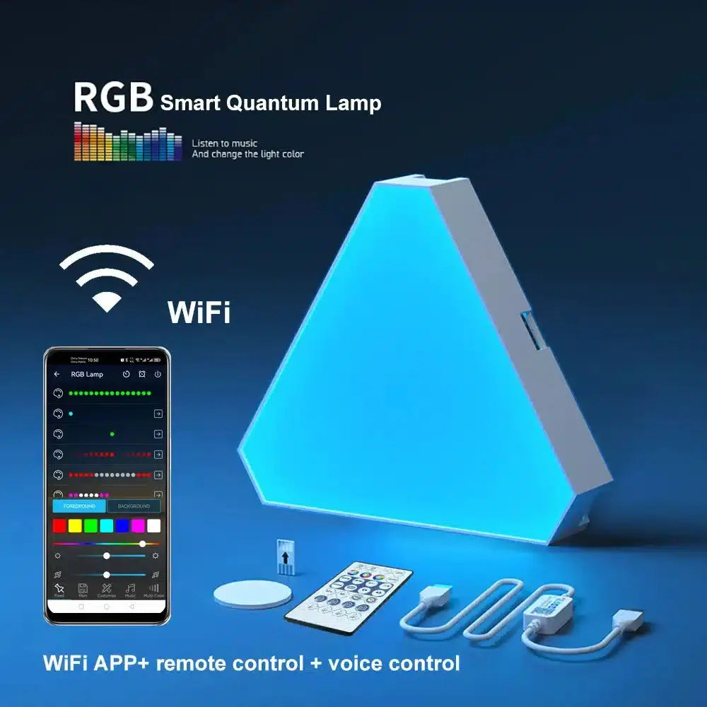Panneaux LED Triangulaires RGB Connectés – Alexa & Google — vue 3 — Connecto.ma