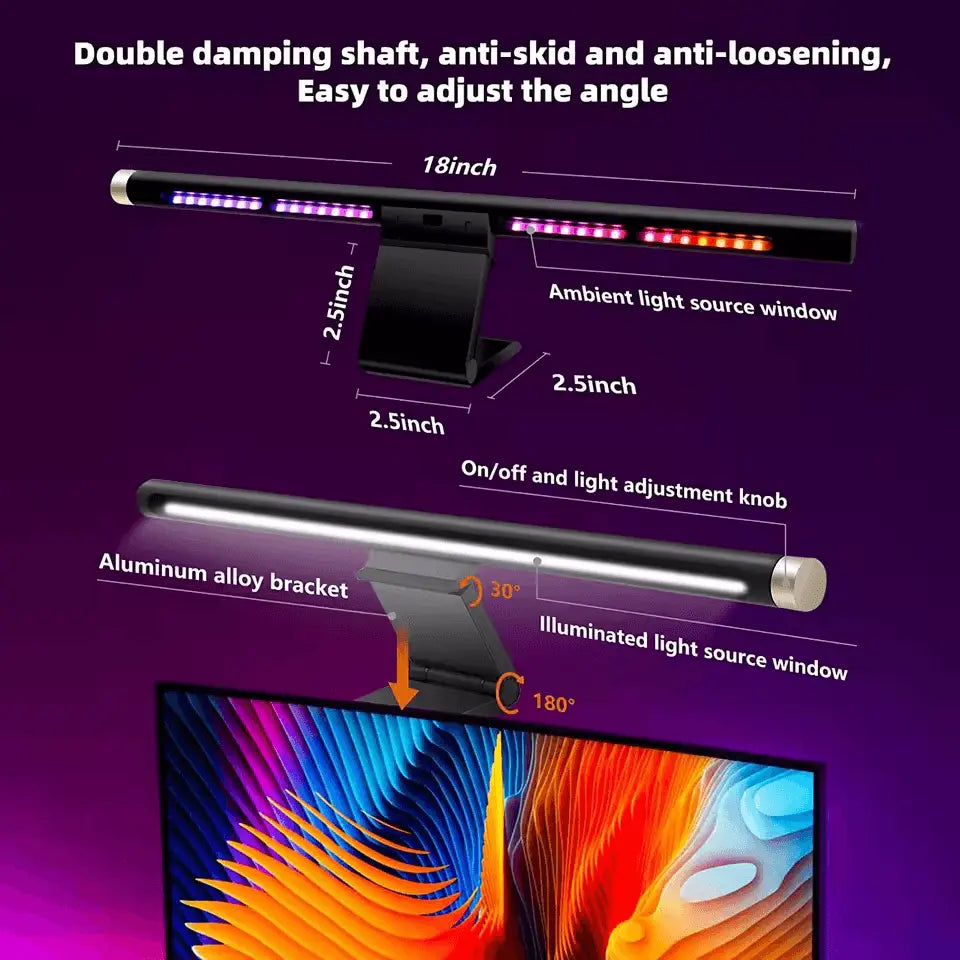 Lampe LED Suspendue LYMAX G1 – Barre Lumineuse Écran PC, RGB, Protection des Yeux, Télécommande, USB-C, Température Réglable Connecto.ma