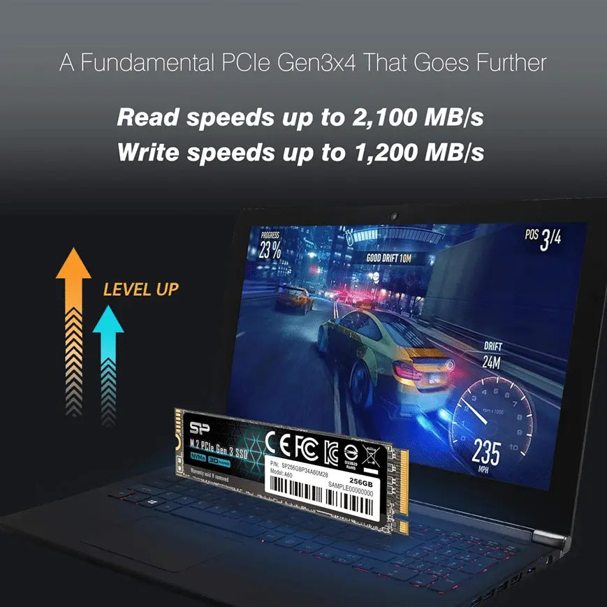 Silicon Power Disque dur SSD M2 Nvme – 256 Go — vue 4 — Connecto.ma