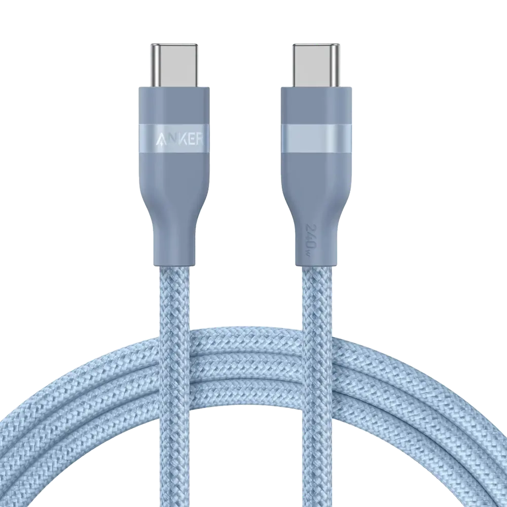 Anker Câble USB-C Tressé 240W Écologique – Charge Rapide (Bleu) — Connecto.ma