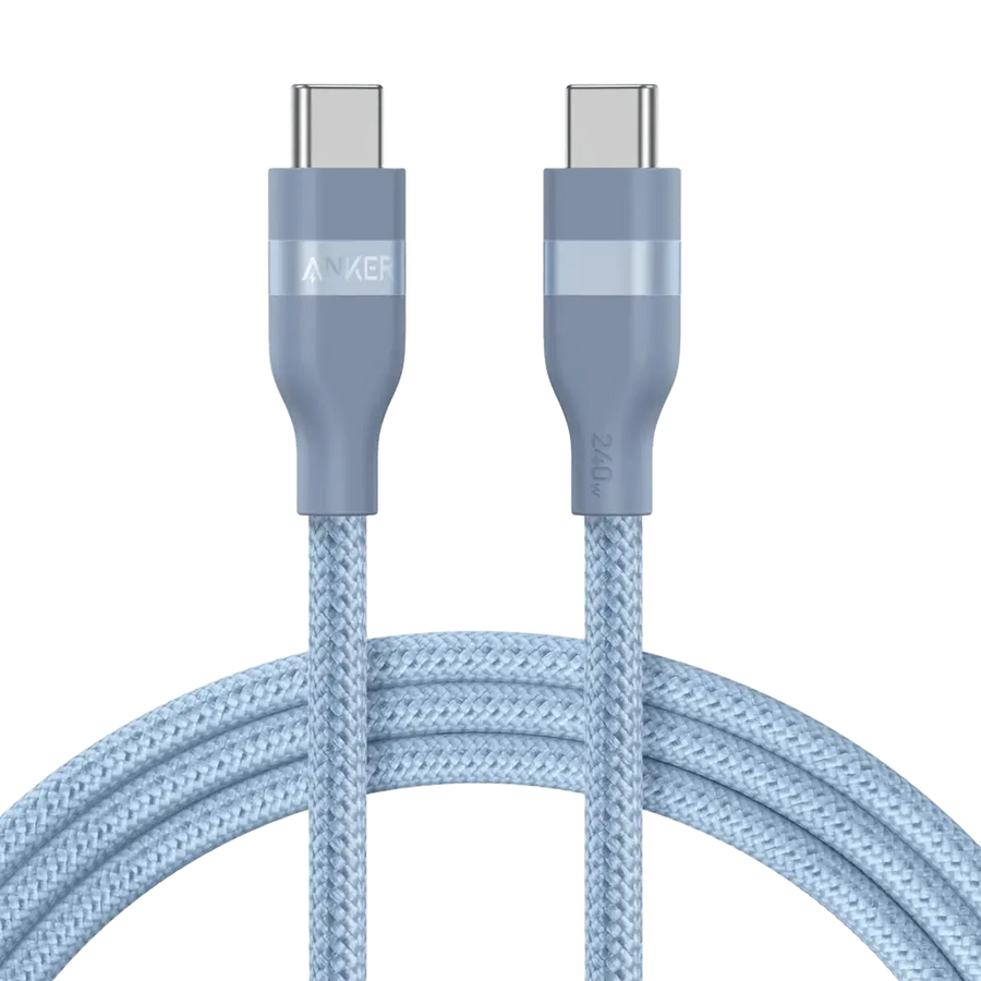 Anker Câble USB-C Tressé 240W Écologique 183 cm – Charge Rapide (Bleu)