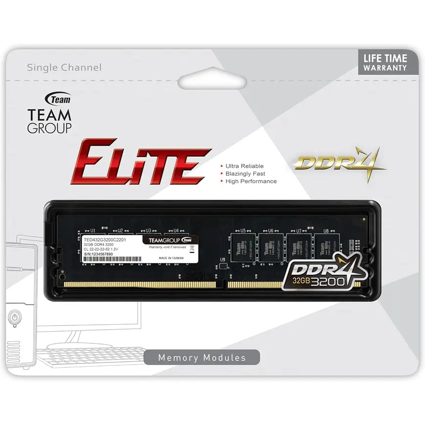 Barrette mémoire de bureau UDDIM DDR4 TEAM ELITE 16 Go 3200 CL22 — vue 3 — Connecto.ma