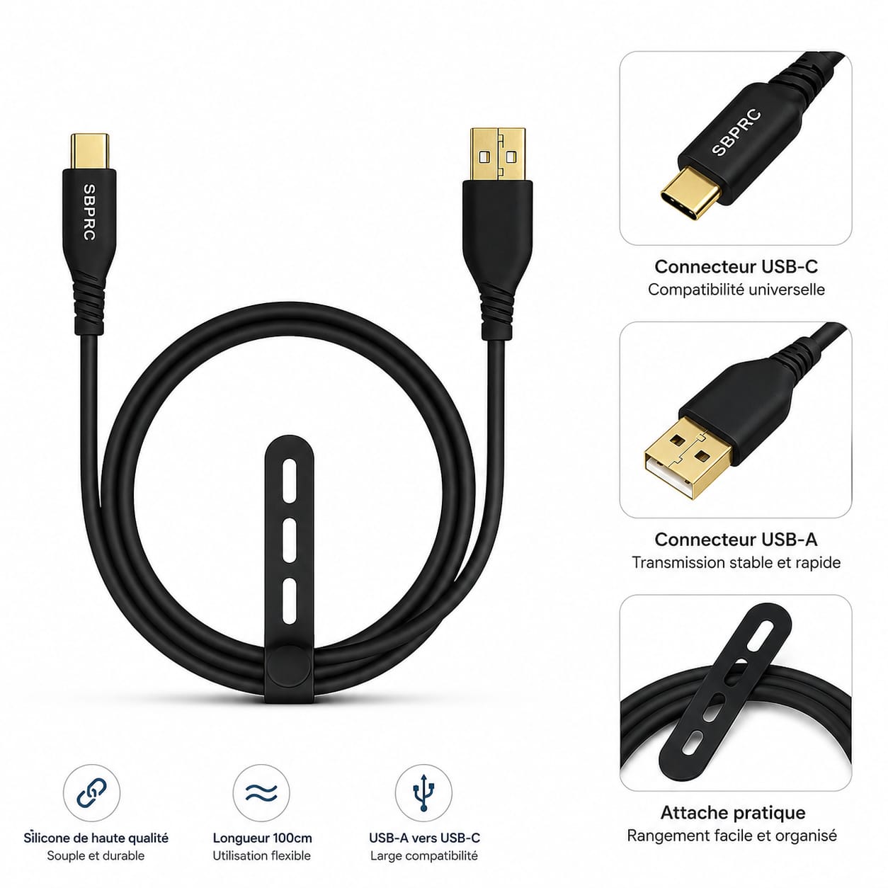 Câble de charge de données ALVA 60W USB-C vers Lightning – Santa Barbara Polo Racquet Club