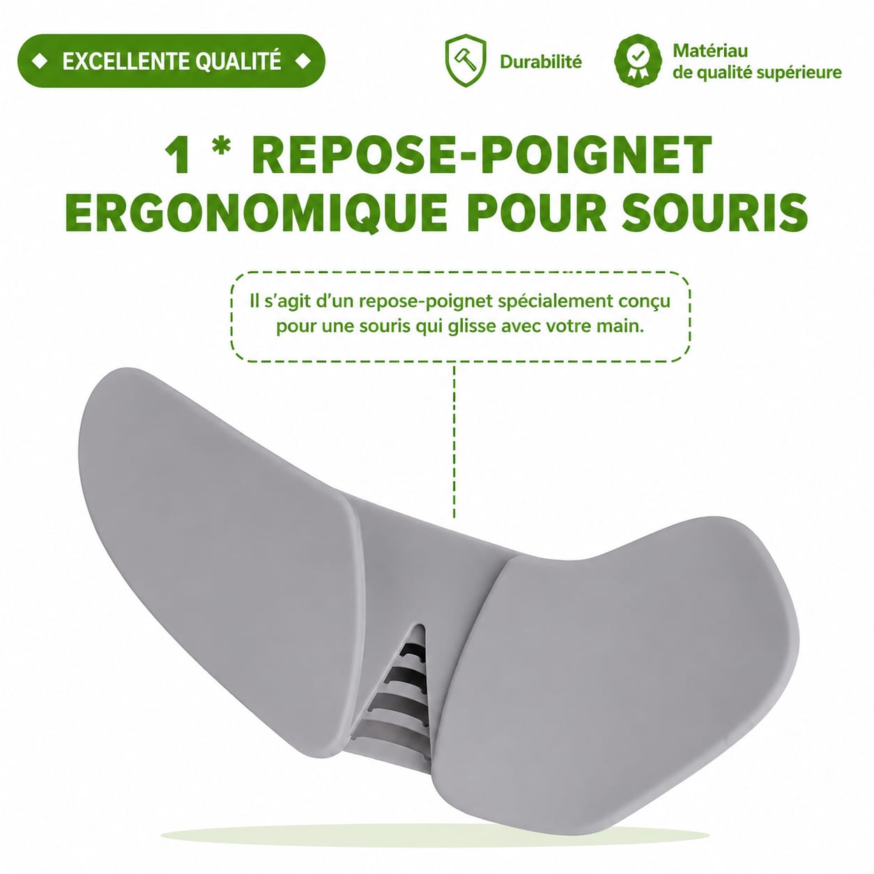 Mouse Palm Pad – Repose-Poignet Ergonomique pour Souris Gris