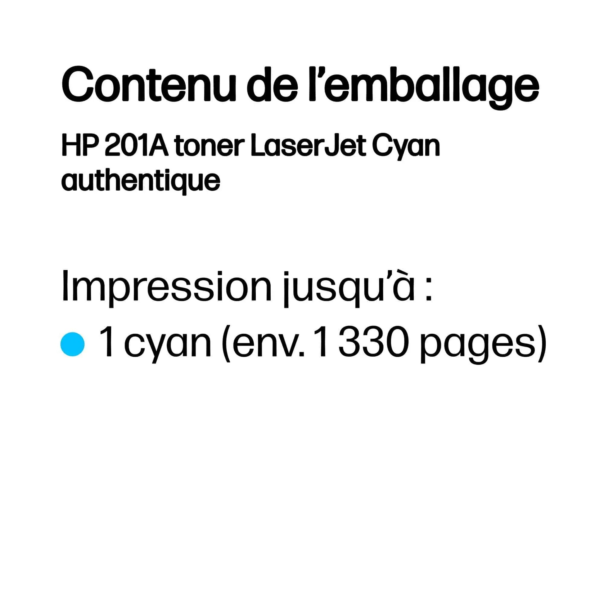 Toner HP 201A LaserJet authentique – Cyan (CF401A) Hewlett Packard