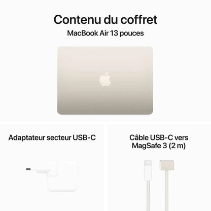 Apple MacBook Air M3 13 pouces (2024) Lumière stellaire 16Go/512 Go (MXCU3FN/A) Connecto.ma