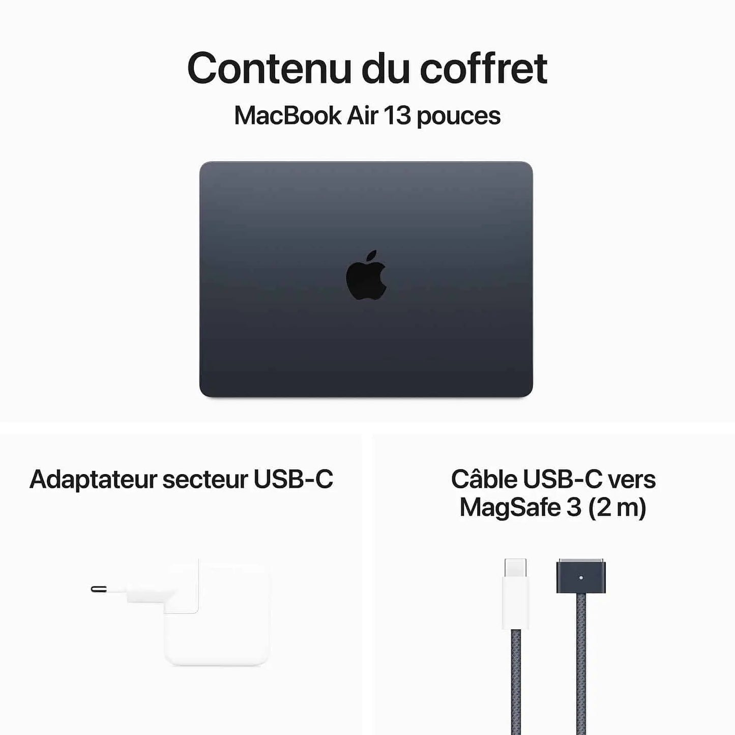 Apple MacBook Air M3 13 pouces (2024) Minuit 16 Go/256 Go (MC8K4FN/A) Connecto.ma