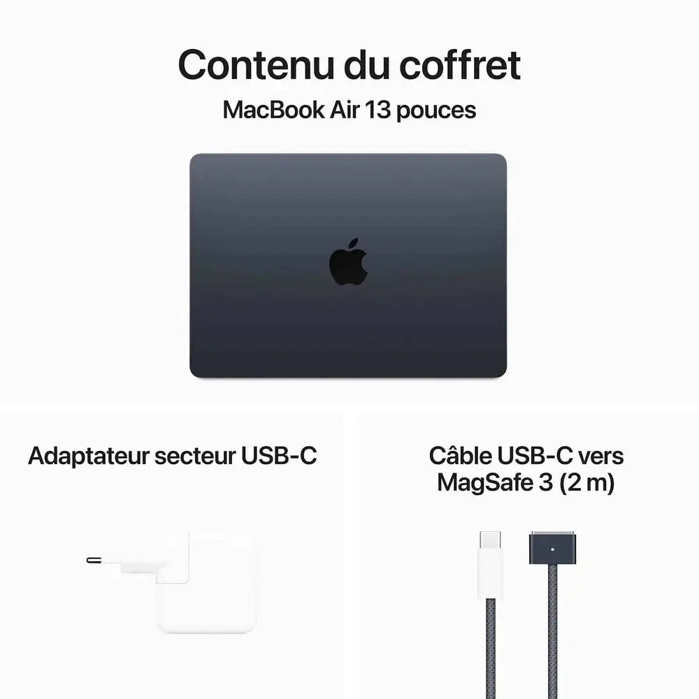 Apple MacBook Air M3 13 pouces Minuit 16 Go/256 Go — vue 4 — Connecto.ma