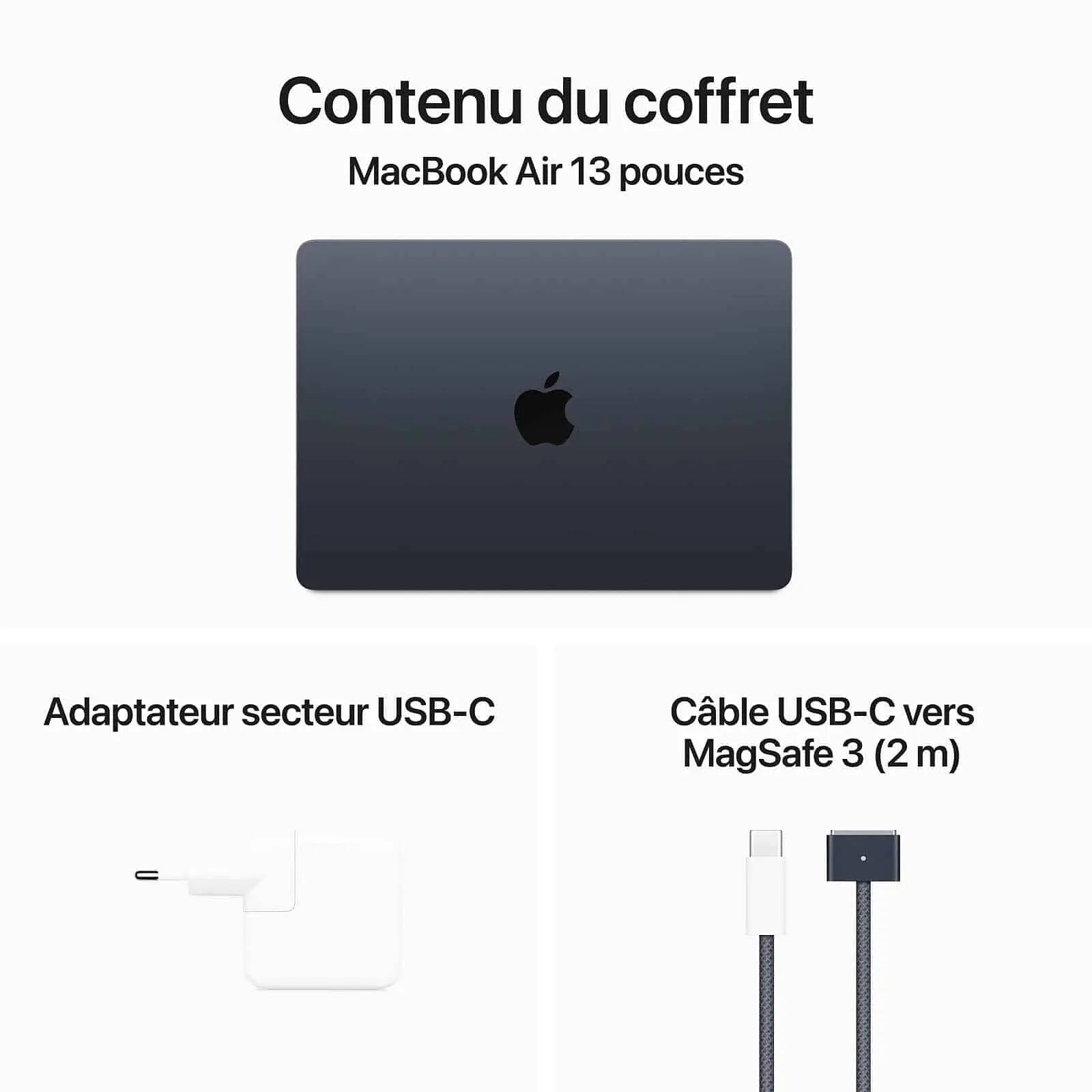 Apple MacBook Air M3 13 pouces (2024) Minuit 16 Go/256 Go (MC8K4FN/A) Connecto.ma