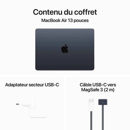 Apple MacBook Air M3 13 pouces (2024) Minuit 16 Go/256 Go (MC8K4FN/A) Connecto.ma
