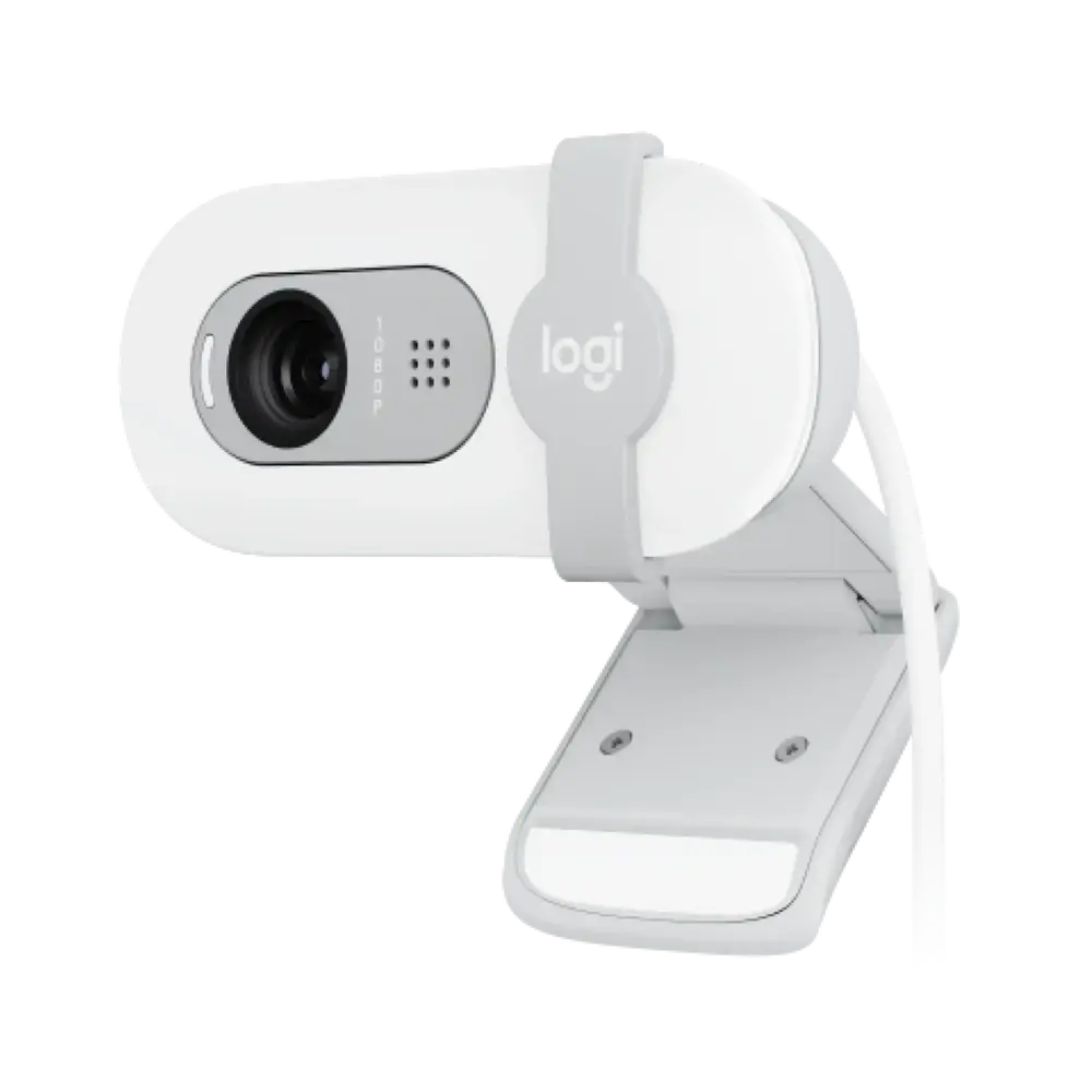 Logitech BRIO 100 – Webcam Full HD 1080p avec Micro (Blanc) — vue 2 — Connecto.ma