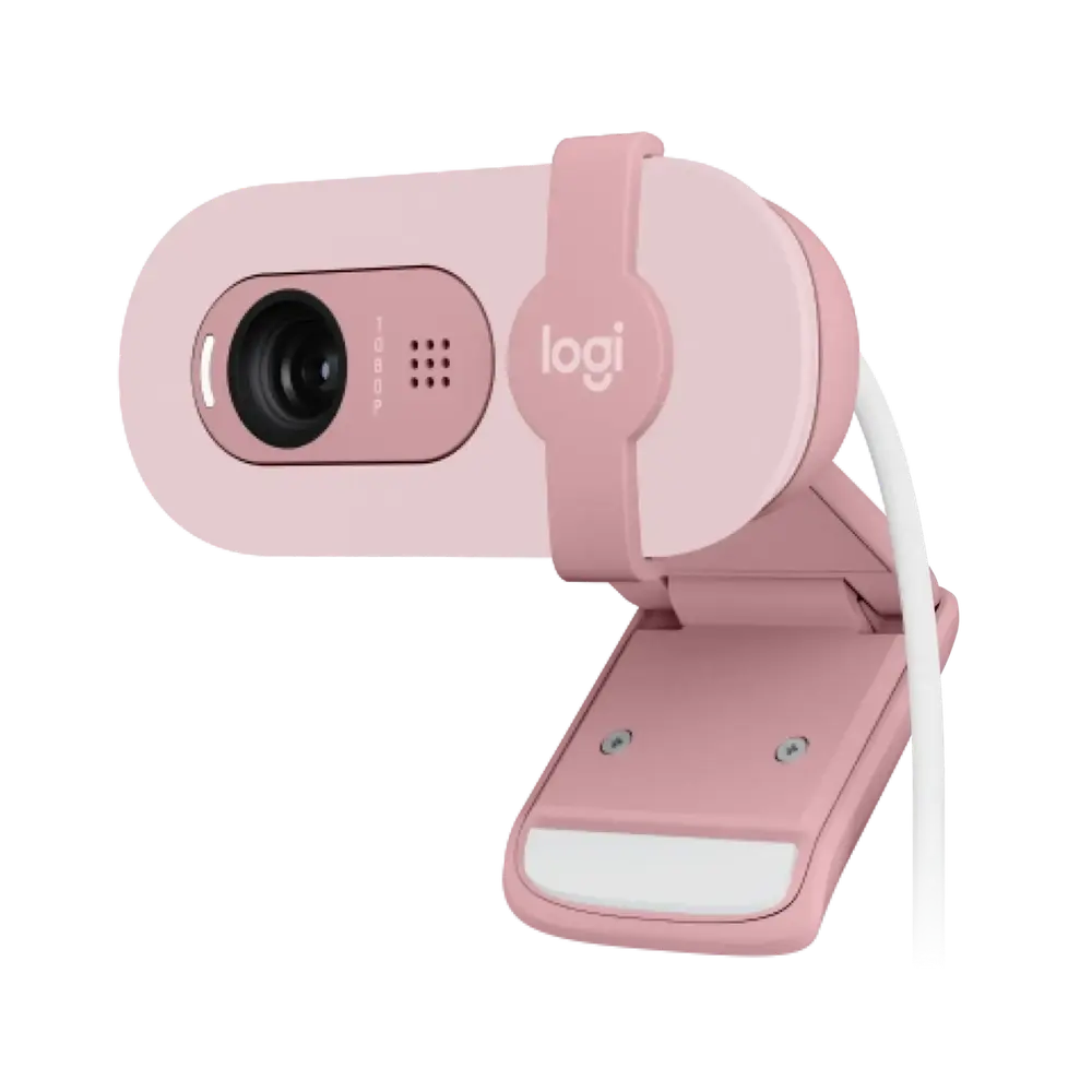 Logitech BRIO 100 – Webcam Full HD 1080p avec Micro (Rose) — vue 2 — Connecto.ma