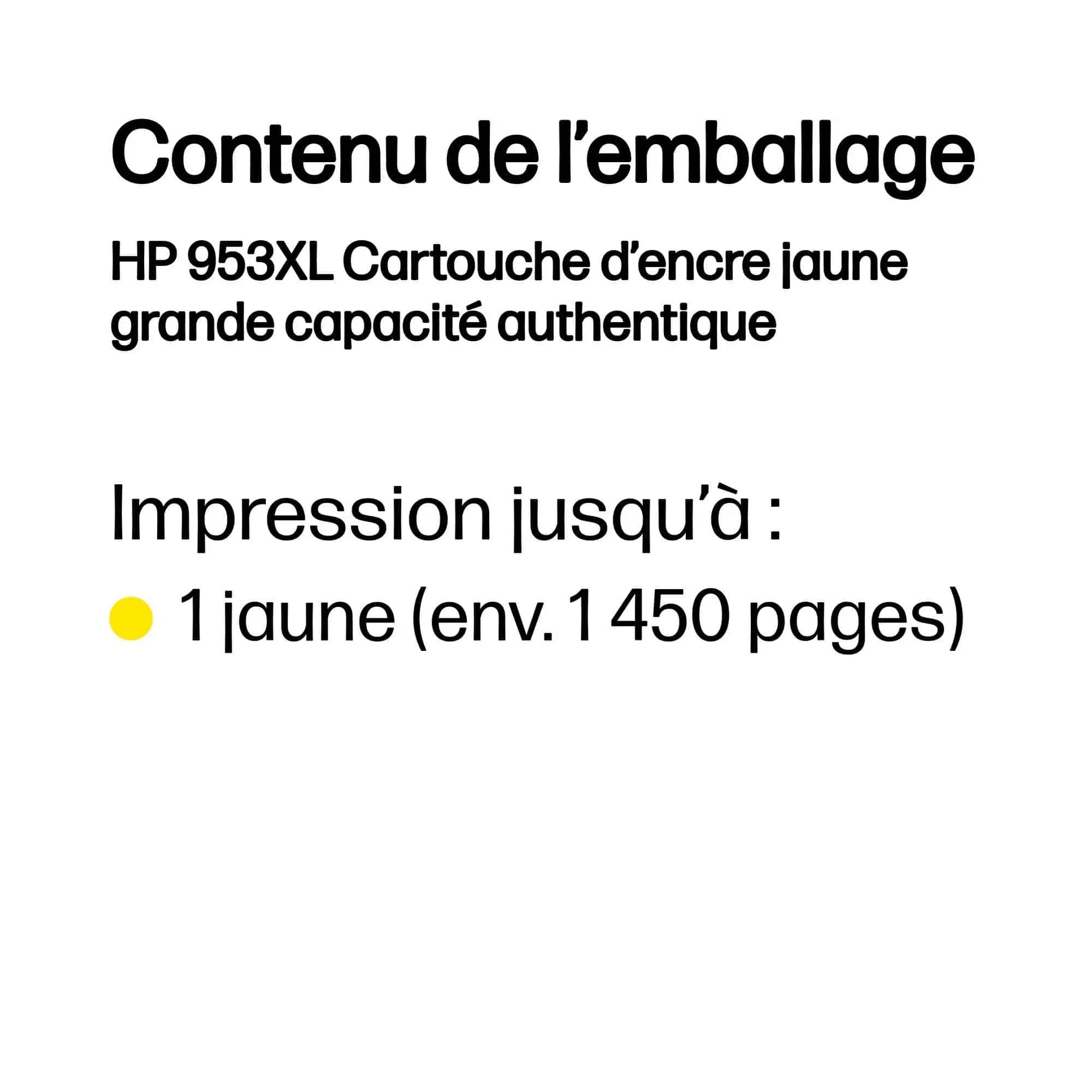 Cartouche d’encre HP 953XL – Jaune (F6U18AE) Hewlett Packard