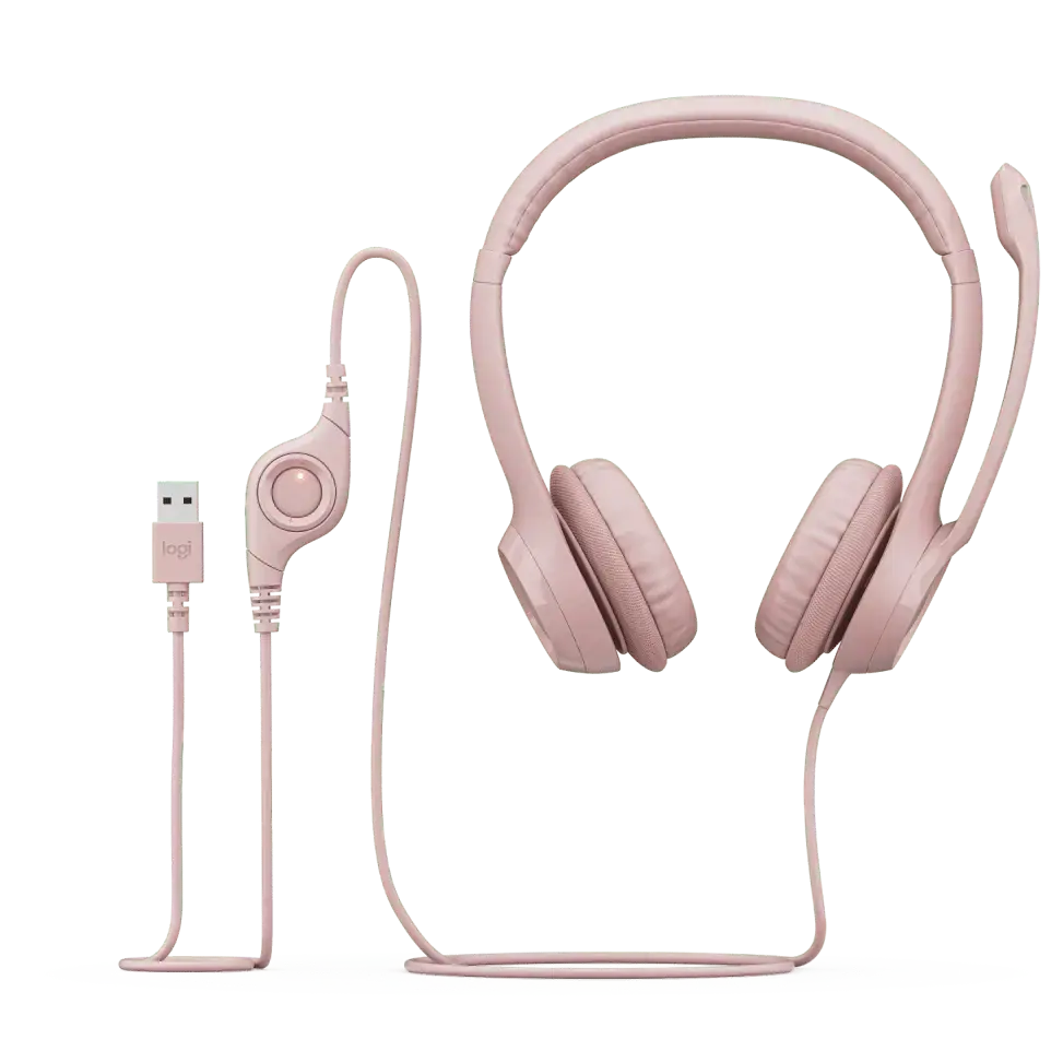 Casque Logitech H390 USB – Rose — vue 6 — Connecto.ma