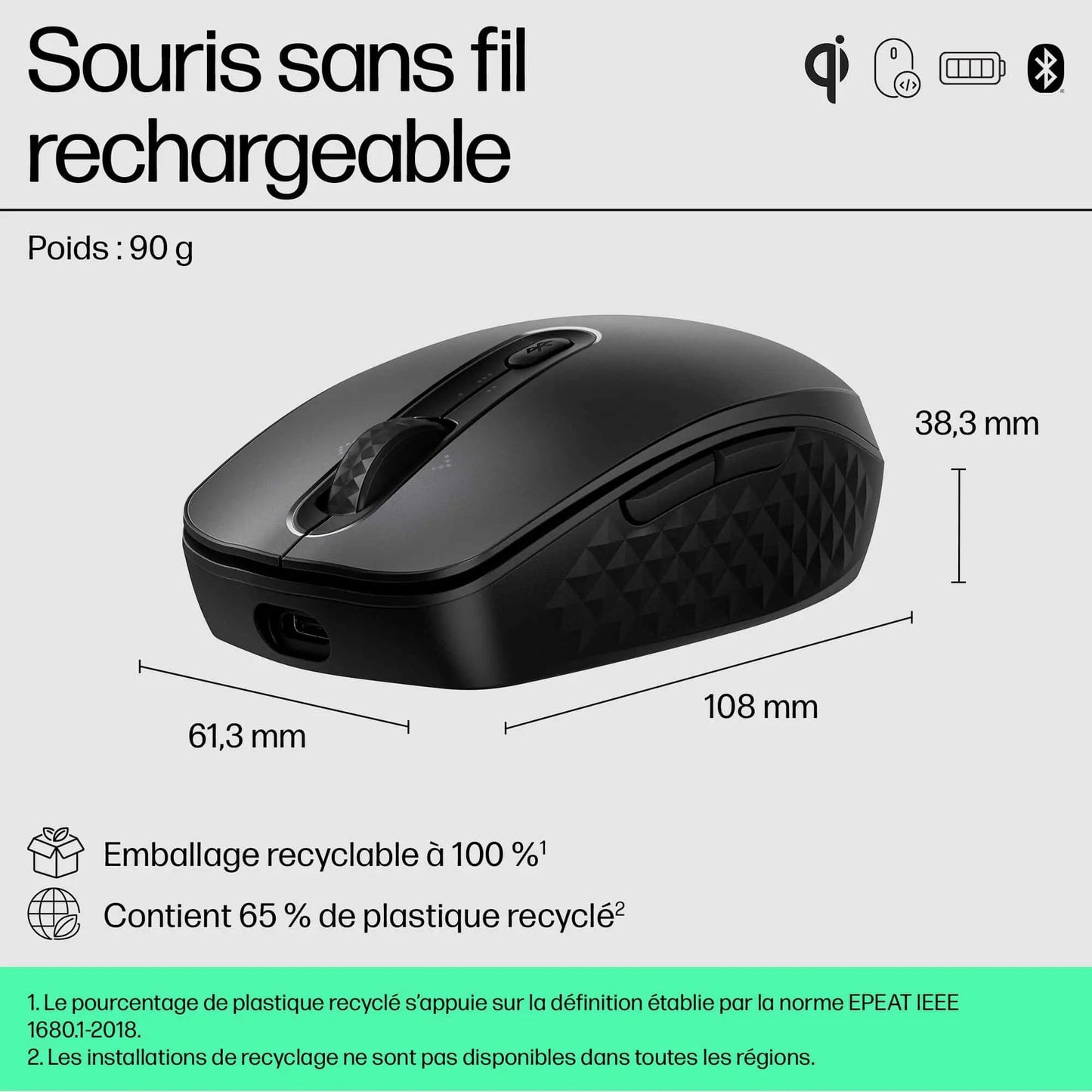 HP 690 Souris sans fil Bluetooth (7M1D4AA) Connecto.ma