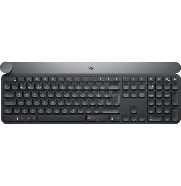 Clavier sans fil Logitech Craft — vue de face avec molette créative — Maroc