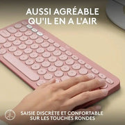 Clavier sans fil Bluetooth Logitech Pebble Keys 2 K380s Mini–Rose — vue 3 — Connecto.ma