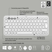 Logitech Pebble 2 Combo–Clavier Souris Sans Fil Bluetooth–Blanc — vue 3 — Connecto.ma