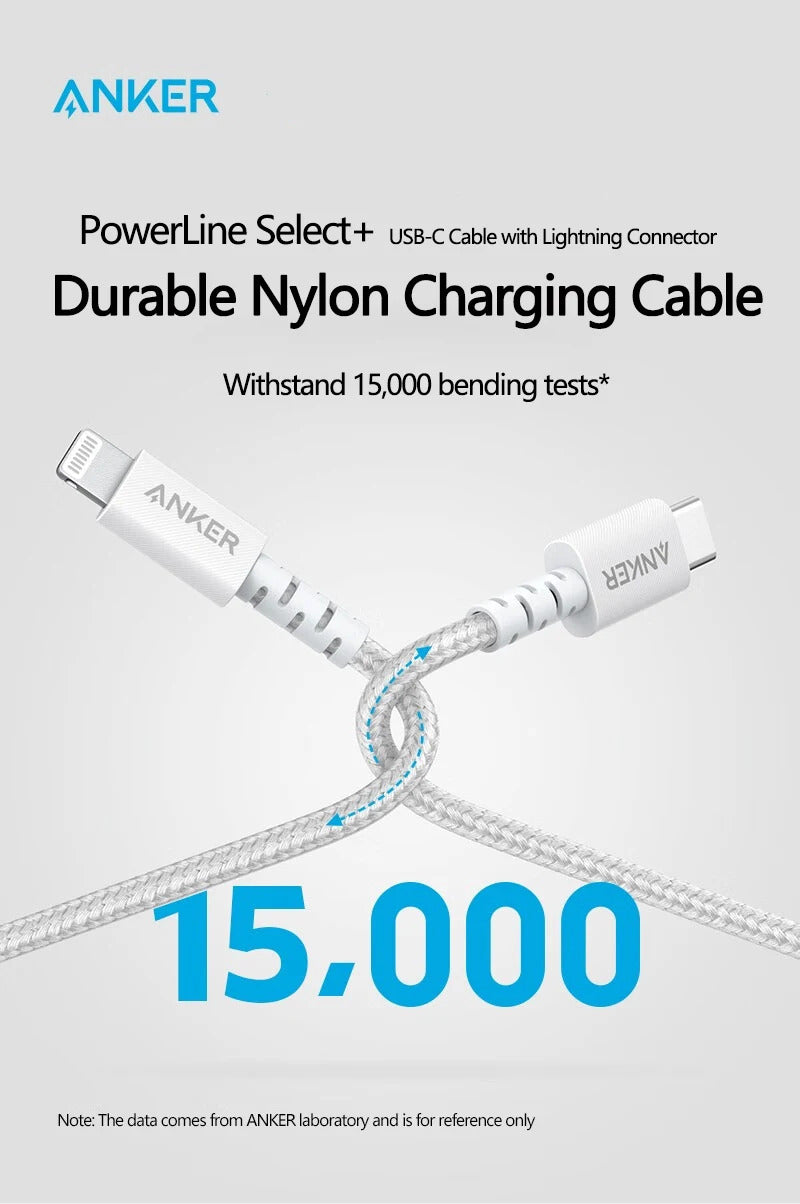 Câble Anker PowerLine Select+ USB-C vers Lightning 1,8 m 29W (Blanc)