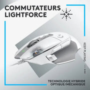 Souris Gaming Logitech G502 X avec fils- Blanche — vue 4 — Connecto.ma