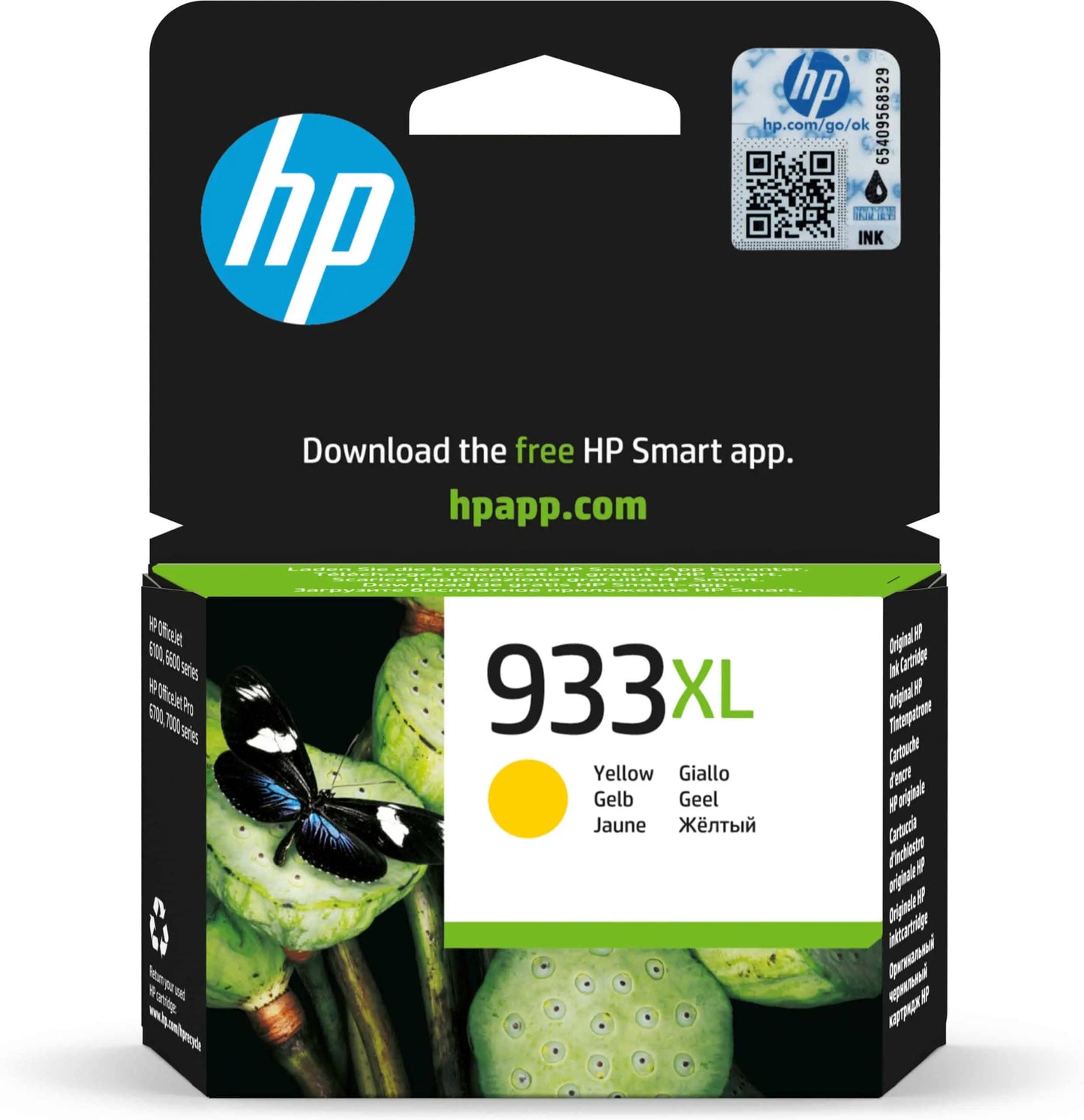 HP 933XL Jaune – Cartouche d’encre grande capacité HP d’origine (CN056AE) Connecto.ma