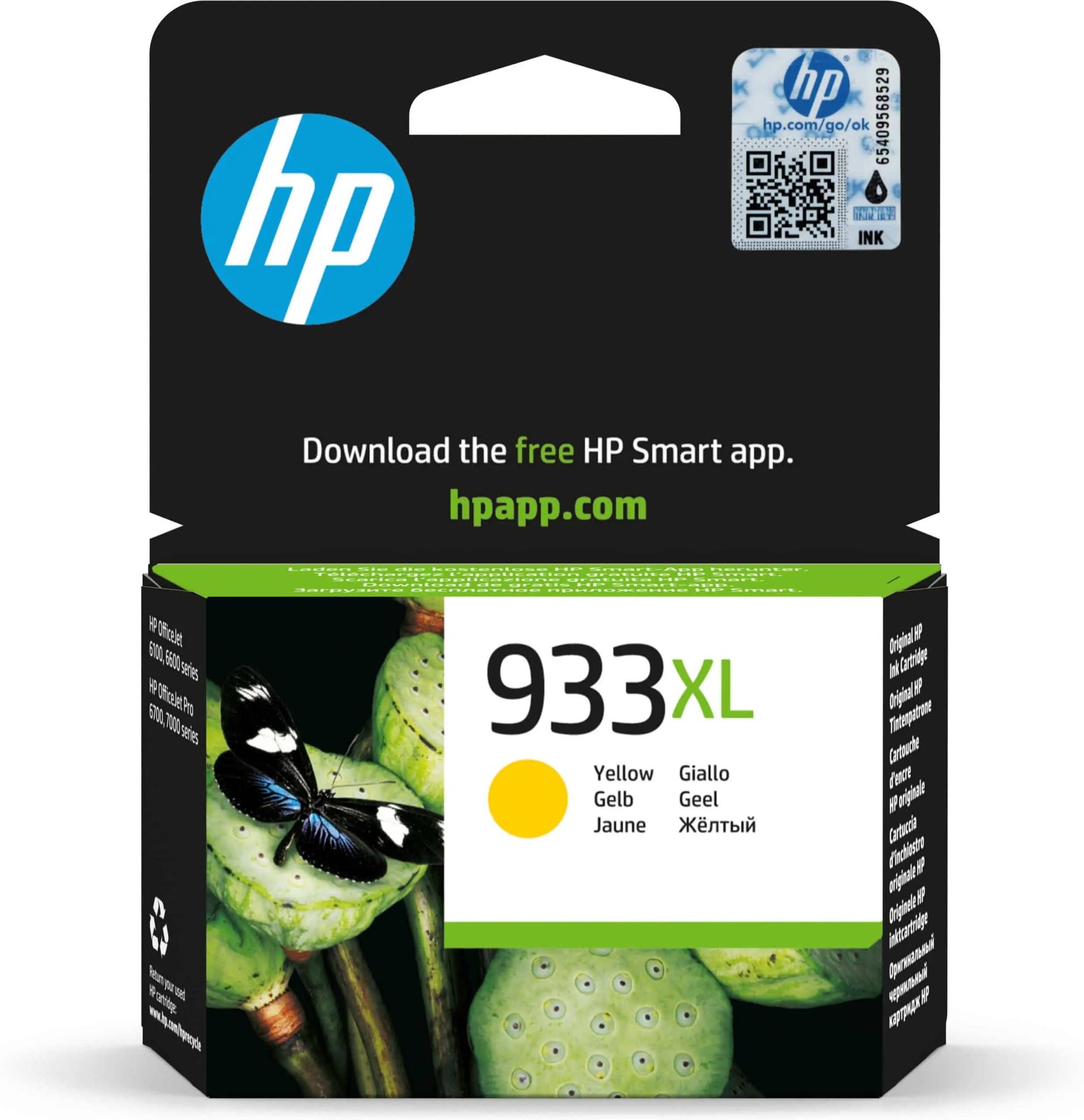 HP 933XL Jaune – Cartouche d’encre grande capacité HP d’origine (CN056AE) Connecto.ma